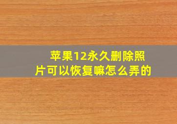 苹果12永久删除照片可以恢复嘛怎么弄的