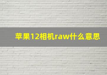 苹果12相机raw什么意思