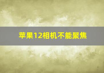 苹果12相机不能聚焦