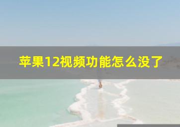 苹果12视频功能怎么没了