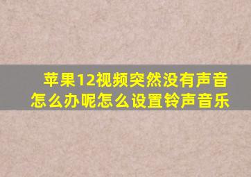 苹果12视频突然没有声音怎么办呢怎么设置铃声音乐