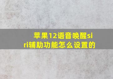 苹果12语音唤醒siri辅助功能怎么设置的