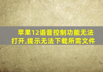 苹果12语音控制功能无法打开,提示无法下载所需文件