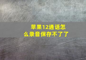 苹果12通话怎么录音保存不了了