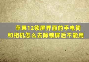 苹果12锁屏界面的手电筒和相机怎么去除锁屏后不能用