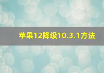 苹果12降级10.3.1方法