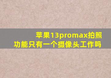 苹果13promax拍照功能只有一个摄像头工作吗