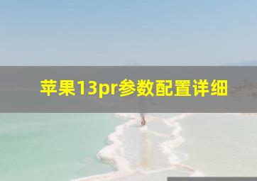 苹果13pr参数配置详细