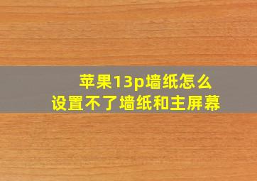 苹果13p墙纸怎么设置不了墙纸和主屏幕