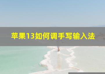 苹果13如何调手写输入法