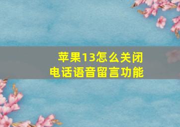 苹果13怎么关闭电话语音留言功能