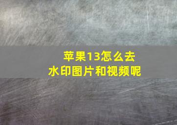 苹果13怎么去水印图片和视频呢