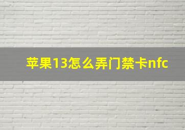 苹果13怎么弄门禁卡nfc