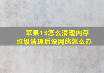 苹果13怎么清理内存垃圾清理后没网络怎么办