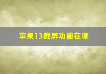 苹果13截屏功能在哪