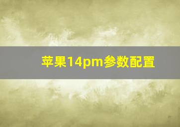 苹果14pm参数配置