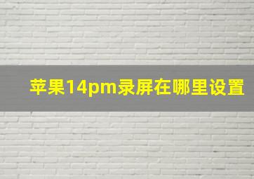 苹果14pm录屏在哪里设置