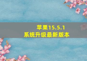 苹果15.5.1系统升级最新版本