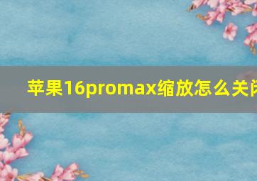 苹果16promax缩放怎么关闭