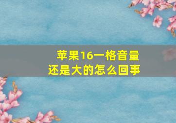 苹果16一格音量还是大的怎么回事