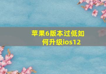 苹果6版本过低如何升级ios12