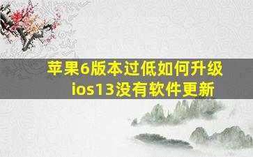 苹果6版本过低如何升级ios13没有软件更新