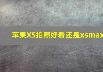 苹果XS拍照好看还是xsmax