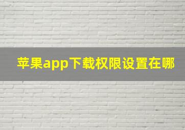 苹果app下载权限设置在哪