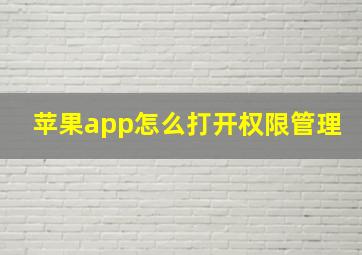 苹果app怎么打开权限管理