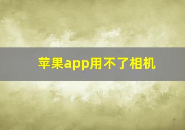 苹果app用不了相机