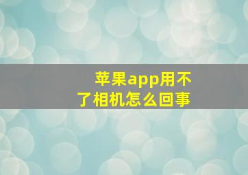 苹果app用不了相机怎么回事