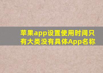 苹果app设置使用时间只有大类没有具体App名称