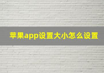 苹果app设置大小怎么设置