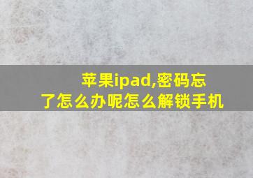 苹果ipad,密码忘了怎么办呢怎么解锁手机