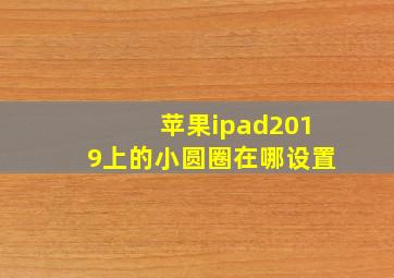 苹果ipad2019上的小圆圈在哪设置