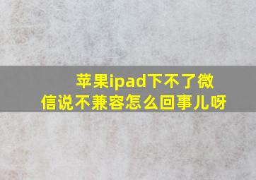 苹果ipad下不了微信说不兼容怎么回事儿呀