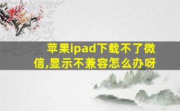 苹果ipad下载不了微信,显示不兼容怎么办呀