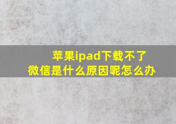 苹果ipad下载不了微信是什么原因呢怎么办