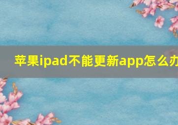 苹果ipad不能更新app怎么办