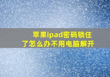 苹果ipad密码锁住了怎么办不用电脑解开