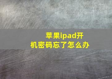 苹果ipad开机密码忘了怎么办