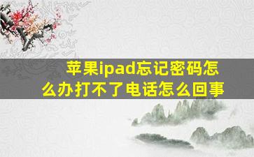 苹果ipad忘记密码怎么办打不了电话怎么回事