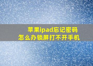 苹果ipad忘记密码怎么办锁屏打不开手机