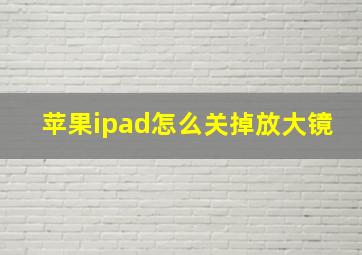 苹果ipad怎么关掉放大镜