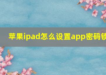 苹果ipad怎么设置app密码锁