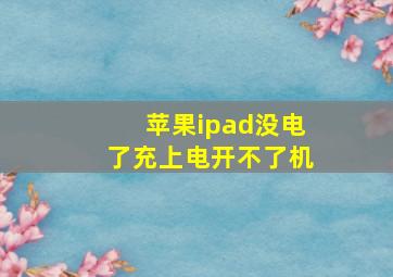 苹果ipad没电了充上电开不了机