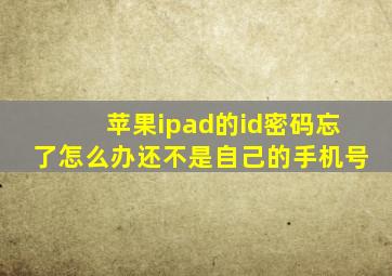 苹果ipad的id密码忘了怎么办还不是自己的手机号