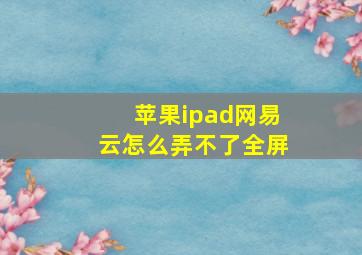 苹果ipad网易云怎么弄不了全屏