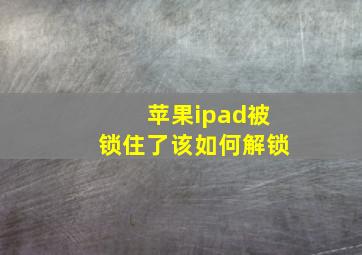 苹果ipad被锁住了该如何解锁