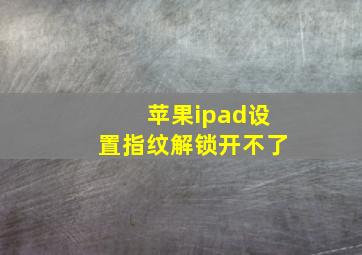 苹果ipad设置指纹解锁开不了